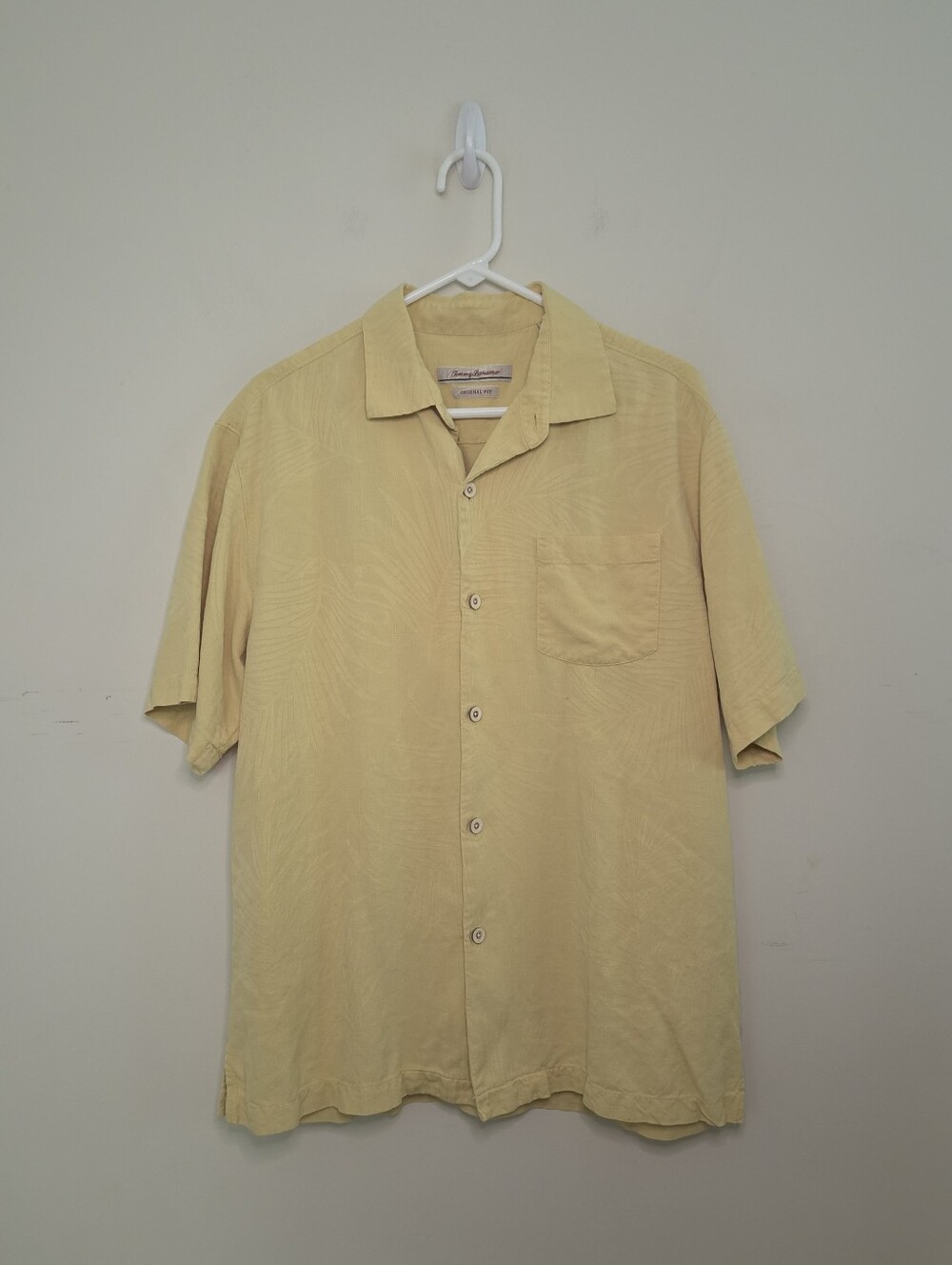 Men's Tommy Bahama Yellow 100% Silk Buttin Down Shirt Sz Large